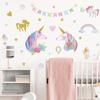 Nuevo LD93104 - Pegatina de pared decorativa autoadhesiva con diseño de unicornio, arcoíris y estrellas, para habitación infantil y guardería