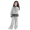Conjunto de Otoño para Niña: Ropa Grande para Niños, Cuadros Vintage, Elegante, Conjunto de Dos Piezas Holgado y Cómodo