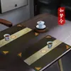 Tapete de mesa quadrado de couro estilo chinês, novo, em estoque, para uso em hotel e casa, à prova d'água, antiderrapante e resistente ao calor. Designs personalizados disponíveis para atacado