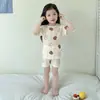 Pijama para Niños Niños Traje Delgado de Manga Corta Niñas Ropa de Casa para Aire Acondicionado Seda de Hielo Transpirable Clase A 0-10 Años Bebé