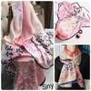 Bufanda elegante de seda Hangzhou con protección solar y letras para mujer, ideal para primavera y otoño, fina y larga, chal de satén de verano.