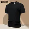 Camiseta de Manga Corta de Seda Helada de Verano para Hombre, Fresca, de Secado Rápido, Transpirable, Delgada, Color Sólido, Casual, Camiseta Juvenil de Cuello Redondo para Hombre