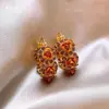 Pendientes Grandes Marrones Estilo Retro de Hong Kong para Mujer Pendientes de Alta Gama 2025 Nuevo Estilo Popular Pendientes de Aro Lisos
