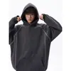 Hasselblad Diseño de Línea Sudadera con Capucha Vintage Lavada con Arena de Peso Pesado Ropa Exterior Holgada de Talla Grande para Adolescentes Marca de Tendencia