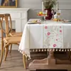 Toalha de mesa feita de algodão e linho, à prova d'água e resistente a óleo, espessa, cor lisa, design simples, toque de alta qualidade, estilo nórdico, adequada para mesas de jantar e mesas de centro