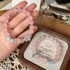 Pulsera de Cristal Rosa Natural Rosa Pomelo Flor de Durazno Pulsera de Cristal Rosa Transparente Regalo para Niña Pulsera para Mejor Amiga