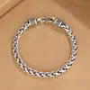 Pulsera Punk para Hombre Trenzada de Hueso de Dragón Vintage Plateada, Sencilla y Elegante, Pulsera de Hip-Hop de Moda Desgastada, Venta Directa del Fabricante