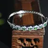Pulsera de Jadeíta Birmana Natural Grado A Verde Imperial con Diamantes Completos para Mujer con Cierre Ajustable, Lujosa y Diversa, Número de Artículo 9043