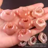 Joia Pingente Cadeado Ruyi de Ágata Amarela Tipo Gelo Face Dupla, Pingente Cadeado Nuvem de Calcedônia Rosa Gelo-Transparente, Pingente de Jade, Corrente para Pendurar Thangka