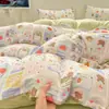 Juego de Cama de Gasa de Doble Capa Clase A de Cuatro Piezas, Muy Hermoso Juego Individual de Tres Piezas para Dormitorio