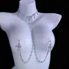 Cadena Corporal de Diamantes Brillantes de Moda Cadena de Pecho Sexy Tachonada de Diamantes Pinzas para Pezones Pinzas Eróticas para Pezones Desmontables Pinzas para Pezones K9