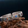 Pulsera de elefante de la suerte abierto estilo étnico con esmalte azul quemado elefante cloisonné pulsera vintage para regalo de cumpleaños de novia