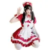 Traje Original de Exportación Japonesa Lolita Color Vino Tinto Cruzado de Sirvienta Cos Suit Falda de Sirvienta Vestido de Jefa para Mujer