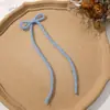 Coração de Menina Doce Lã Tricotada Laço Longo Diy Fita Feita à Mão Grampo de Cabelo Adorno de Cabeça Pino Acessórios de Vestuário