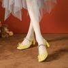 Sapatos Estilo Ballet de Uma Linha com Laço, Sapatos Mary Jane Femininos, Salto Grosso Estilo Pequeno Fragrante, Sapatos Femininos de Alto Nível