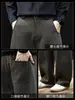 Pantalones Casuales de Pierna Ancha de Mezcla de Lana de Alto Grado Estilo Old Money para Hombre Otoño Nuevo Sueltos Cálidos de Caída Rectos Largos