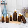 Qing He en stock botella ámbar esmerilada cuentagotas botella secundaria botella de muestra pequeña 5ml10ml100ml vidrio esmerilado