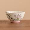 Taza de pelea con flor de magnolia pintada a mano de fábrica, taza de degustación de té, ceniza de planta, taza de té pequeña personal, taza maestra, taza de té individual