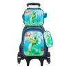 Mochila Escolar de Cuero 3D de Arrastre Juego de Tres Piezas Mochila de Arrastre Infantil de Dibujos Animados Bolsa de Almuerzo Venta Directa de Fábrica
