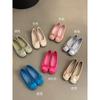 Sapatos de boca rasa de bico redondo para mulheres Primavera e Outono Novo Couro Macio Balé Estilo Fada Suave Slip-on Soft Flat Peas Pumps