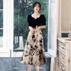 Vestido de Noche Negro Nuevo Vestido Casual Estampado Retro para Mujer Vestido Elegante para Banquetes Estilo Largo