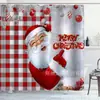 Cortina de ducha de Papá Noel divertida más vendida en Amazon Temu, cortina de ducha y cortina de ventana de poliéster impermeable con impresión digital navideña