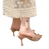 Zapatos europeos transfronterizos para mujer de talla grande, nuevas sandalias de slip-on para la primavera de 2025 de comercio exterior con pedrería, sandalias de moda de punta abierta