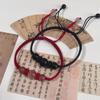 Ranran pulsera de obsidiana de cristal de fresa natural hecha a mano realmente linda cuerda trenzada nicho dulce cool pareja hombres y mujeres cuerda negra y roja