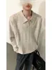 Cárdigan de Punto Trenzado Estilo Retro Old Money con Solapas para Hombre y Mujer Otoño Invierno Perezoso Holgado Casual Versátil Ropa Exterior de Pareja