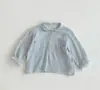 Linda Camisa de Manga Larga para Niños con Bolsillo Camisa a Cuadros para Niño Estilo Casual Japonés y Coreano Abrigo de Primavera Estilo Occidental para Niño Pequeño