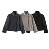 Ropa de Mujer Transfronteriza 2026 Moda Estilo Europeo y Americano Holgada Botones Dobles Cuello Alto Chaqueta Abrigo de Lana Mujer K526273
