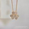Colar Trevo da Sorte Diamante Mulheres Banhado Ouro Rosa 18K Mini Pétala Grande Corrente Clavicular Outlet de Fábrica