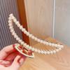 Versão coreana de presilha de cabelo grande com strass em formato de cruz e pérolas Presilha de cabelo tipo rede para prender o cabelo Grampo de cabelo com temperamento Joker Enfeites de cabelo para a cabeça Feminino