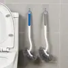 Escova de vaso sanitário para uso doméstico, escova de vaso sanitário multifuncional para banheiro, escova de limpeza de vaso sanitário com cabo longo, montada na parede para vasos sanitários agachados