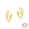 Pendientes Simples de Plata de Ley S925 Ópalo Ópalo Diamante Populares Elegantes Elegantes Pendientes de Uso para Mujeres