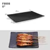 Plato especial para tienda de barbacoa rectangular melamina vajilla de plástico negro comercial kebab de ostra brochetas fritas plato creativo