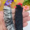 Accesorios de encaje con borlas de estilo pequeño, fragante, blanco y negro, de mohair, para otoño e invierno, hechos a mano, para ropa, con prensado de bordes, con borde crudo.