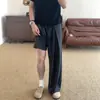 Calças masculinas de verão pretas estilo americano, com caimento solto, plissadas, casuais, de perna reta, largas, perna ampla, calças Yamamoto