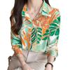 Ropa Femenina del Sudeste Asiático Transfronteriza, Holgada, Adelgazante, Cómoda, de Manga Larga, Estampada Personalizada, Camisas Versátiles para Mujer