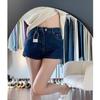 Shorts Jeans Retrô Azul Escuro para Mulheres Nova Coleção Primavera e Verão 2025 Cintura Alta Soltos Efeito Emagrecedor Reto Linha A Hot Pants para Pessoas Baixas