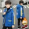 Jaquetas de Outono e Inverno para Meninos com Lã, Novo Estilo 2026, Parka de Algodão Espessa para Crianças Maiores, Casaco de Algodão de Inverno Estiloso para Meninos