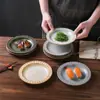 Plato de Cerámica Japonés y Coreano Transfronterizo Plato Premium para Pastel Dim Sum Bandeja para Mesa de Té de la Tarde Plato Comercial para Sushi y Snacks