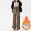 Calça de Maternidade Roupa Externa Outono/Inverno Com Pelúcia Sem Apertar na Barriga para Pessoas Baixas Tamanho Grande Perna Larga Calça Longa Roupa de Maternidade Roupas de Outono