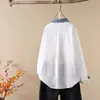 Camisa Artística de Gasa de Doble Capa con Mangas Largas Estilo Nuevo 2026, Cuello de Cuadros Bloque de Color Vintage de Primavera, Camisa Adelgazante que Reduce la Edad para Mujer
