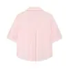 Comercio exterior al por mayor transfronterizo otoño mujer nuevo estilo europeo y americano manga corta perla sintética popelina blusa top