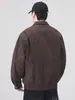 Ropa de Hombre Fengshe / Marca de Moda Retro Americana Chaqueta de Cuero para Hombre Modelo Nuevo 2026 con Cuello Reversible, Corte Holgado, Estilo Piloto Elegante