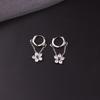 Pendientes de Flor de Cadena Dongdaemun Coreanos Nuevos de Moda Brillantes de Diamante Lujo Ligero Pendientes Pequeños de Botón Estilo Exquisito para Mujeres