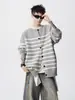 Suéter cárdigan de rayas blancas y negras para hombre, marca retro americana moderna, estilo perezoso, tejido, holgado, para pareja, chaqueta casual