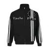 Sudadera Deportiva para Hombre con Dos Rayas, Cuello Alto, Cierre de Cremallera, Bordado de Letras de Marca de Moda, Chaqueta Casual con Cuello Alto para Primavera y Otoño