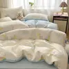 Set de Algodón de Cuatro Piezas Estilo Ins de Dibujos Animados Lindo 100% Algodón Funda de Edredón Sábanas Juego de Cama de Tres Piezas para Dormitorio Niños